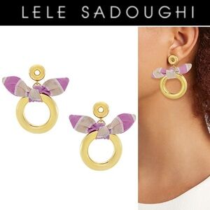 Lele Sadoughi 14K-Gold-Plated & Fabric Scarf-Bow Hoop Earrings